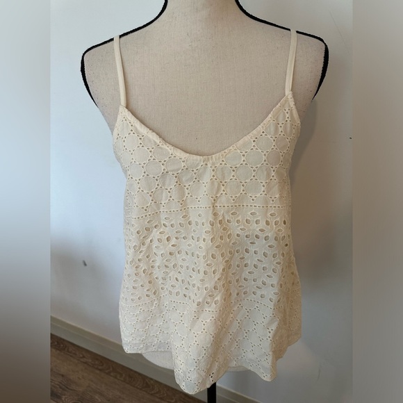 Hollister cotton crop camisole bohemian cream eyelet lace pattern SZ S NWT - Picture 1 of 5